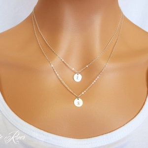 Personalized rose gold or silver or gold necklace initial disc