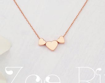 Mother daughter necklace, choose rose gold, silver or gold. Choose 1, 2, 3, 4, 5, 6 heart necklace. Dainty heart necklace.