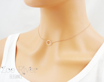 Choose rose gold, silver or gold Eternity or Good Karma circle choker necklace. Elegant and dainty good karma necklace pendant