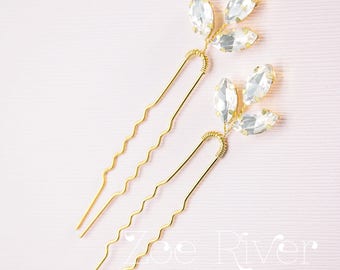 Choose silver, rose gold or gold crystal bridal hairpins. Elegant wedding hair clips. Silver bridal hair pin, clip, u pin, bridesmaid