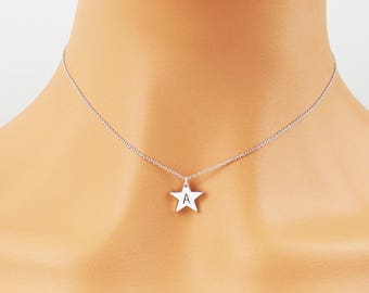 Personalized silver or gold star choker necklace. Tiny star choker. Personalized gold star choker. Personalised silver star necklace