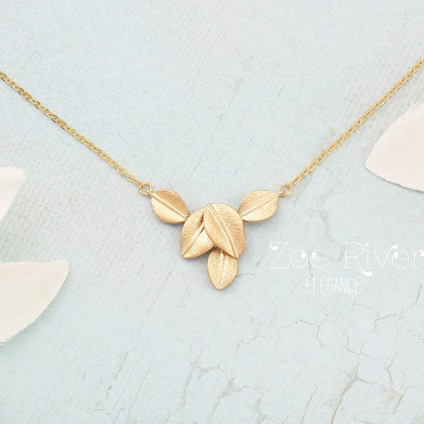 Gold Leaf Necklace Etsy