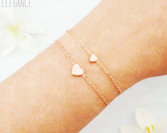 Mother daughter heart bracelets. Choose rose gold, silver or gold. Dainty heart bracelet, child bracelet, small elegant romantic, valentines