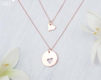 Mother daughter necklaces, choose rose gold, silver or gold. Dainty mother daughter heart necklaces. 1, 2, 3 daughters sisters