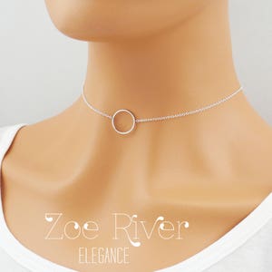 Choose silver, gold, or rose gold Eternity or Good Karma circle choker necklace. Silver circle karma choker necklace pendant