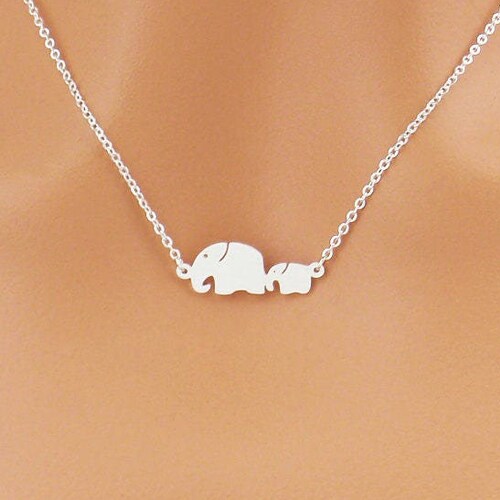 Dainty Mother Daughter Elephant Necklace Choose Silver or Etsy