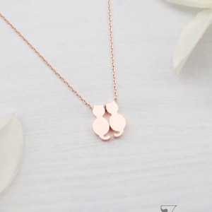 Choose silver, gold or rose gold cat necklace pendant. Dainty cat necklace. Rose gold cat necklace. Silver cat necklace. Cat lover gift idea image 1