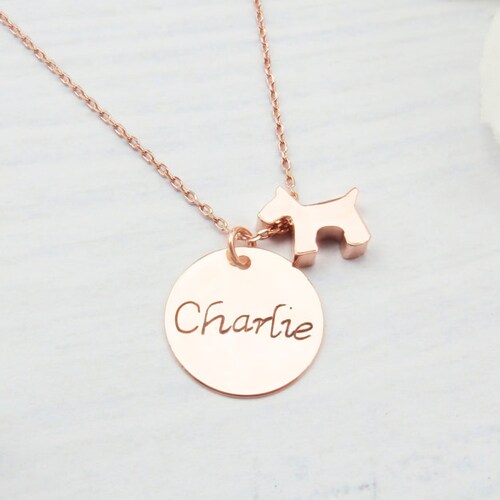 Choose Rose Gold Silver or Gold Dog Necklace. Personalized Etsy