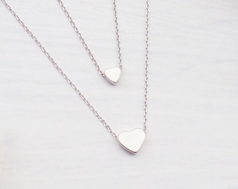 Mother daughter necklaces, choose rose gold, silver or gold. Dainty mother daughter heart necklaces.