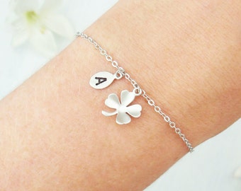 Choose silver or gold dainty clover bracelet. Dainty lucky 4 leaf clover bracelet