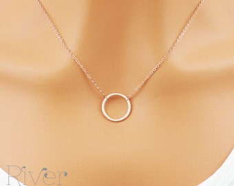 Rose Gold, silver or gold Eternity or Good Karma circle necklace. Elegant and dainty good karma necklace pendant