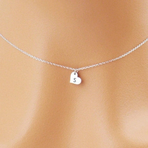 Choose rose gold, silver or gold heart choker, personalized with the initial of your choice. Tiny rose gold choker necklace.