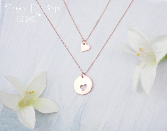 Mother daughter necklaces, choose rose gold, silver or gold. Dainty mother daughter heart necklaces. 1, 2, 3 daughters sisters, mom jewellry