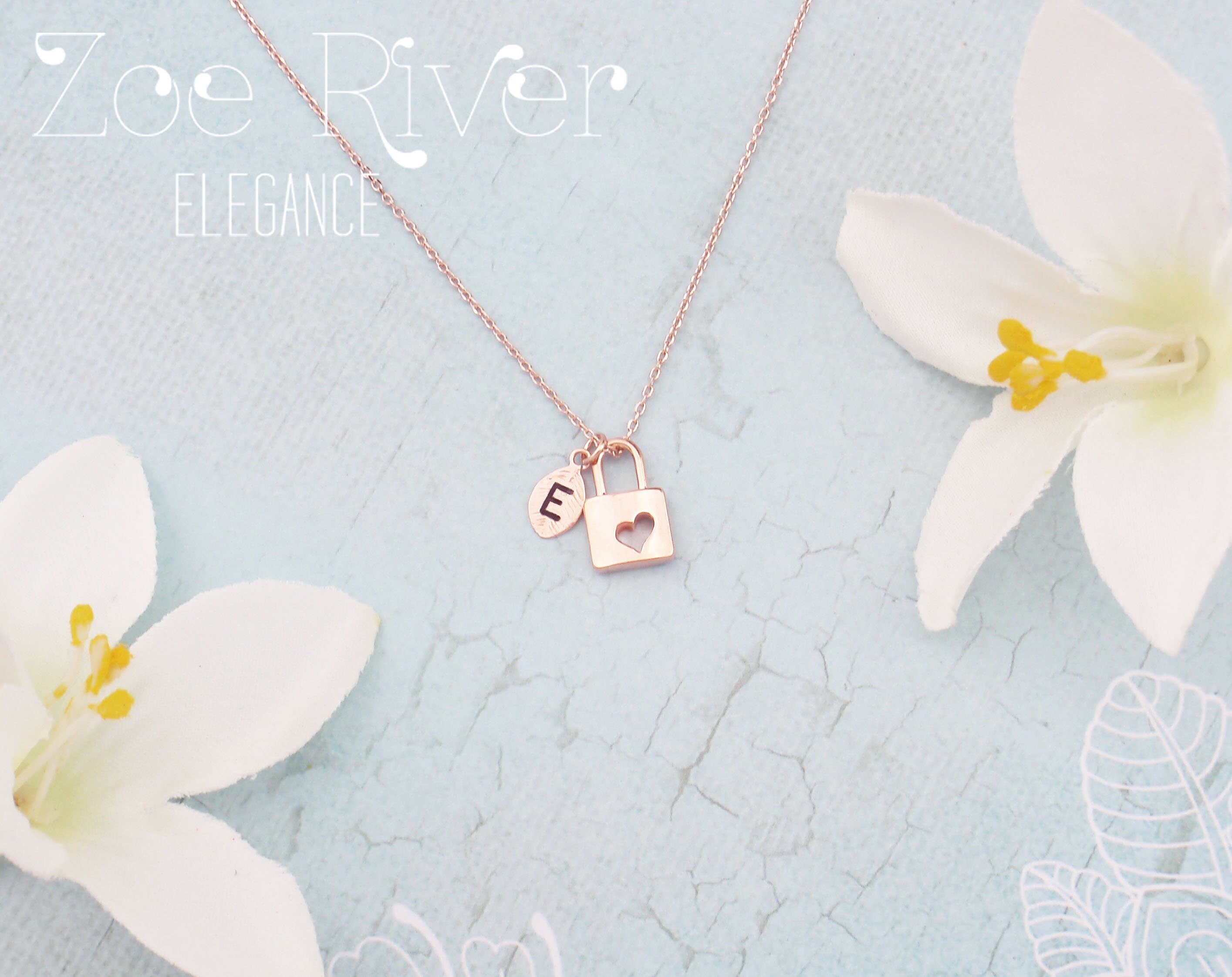 Rose gold hotsell lock necklace