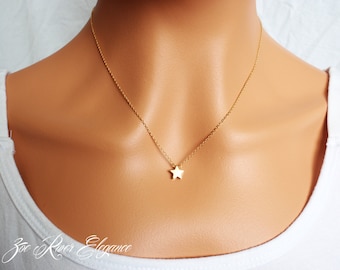 Choose silver, gold or rose gold star necklace pendant. Tiny star necklace. Dainty gold star necklace. Dainty silver star necklace