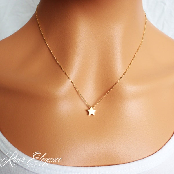 Choose silver, gold or rose gold star necklace pendant. Tiny star necklace. Dainty gold star necklace. Dainty silver star necklace