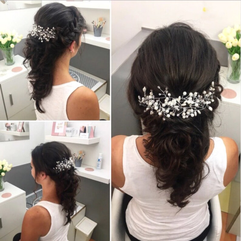 Choose Rose Gold Silver or Gold and Pearl Crystal Bridal Hair Etsy