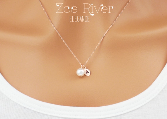 Mother Daughter Pearl Necklaces. Choose Rose Gold Silver or Gold Personalized Initial and Swarovski Pearl Necklace. Dainty and Elegant Etsy Canada