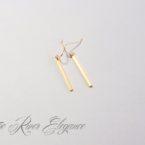 Choose silver, gold or rose gold dainty bar earrings, sterling silver earwires. Bridesmaid gift, elegant rose gold earrings