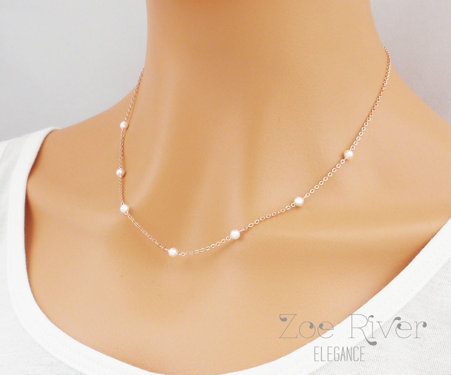 Charming Rose Gold Sterling Silver Pearl Accessories 2023 Necklaces Evening  Party