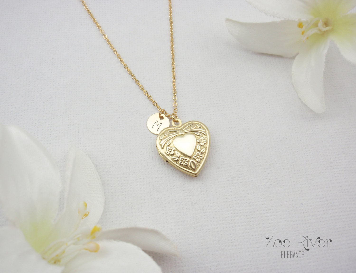 Choose Gold Silver or Rose Gold Heart Locket Necklace. Etsy