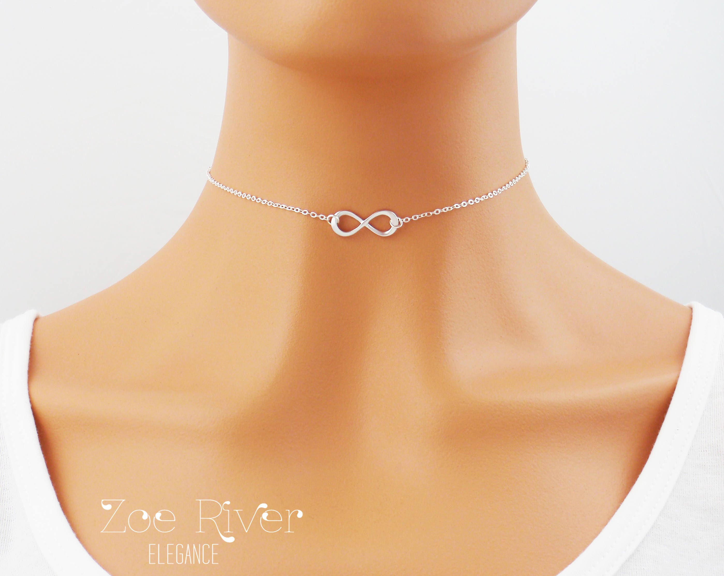 Wahlen Sie Rosegold Silber oder Gold Infinity Choker. Unendlich Choker in Rosegold. Zierliche rosegoldene Choker Halskette. Infinite love Choker Etsy