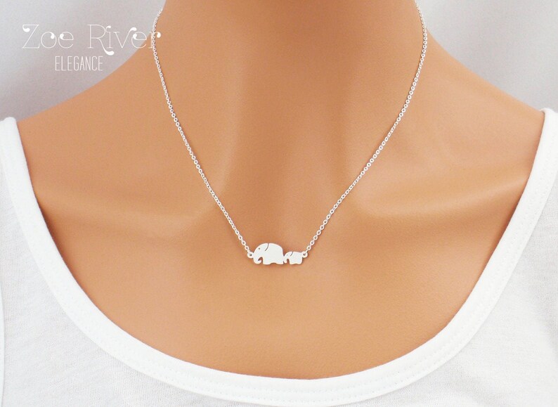 Dainty Mother Daughter Elephant Necklace Choose Silver or Etsy