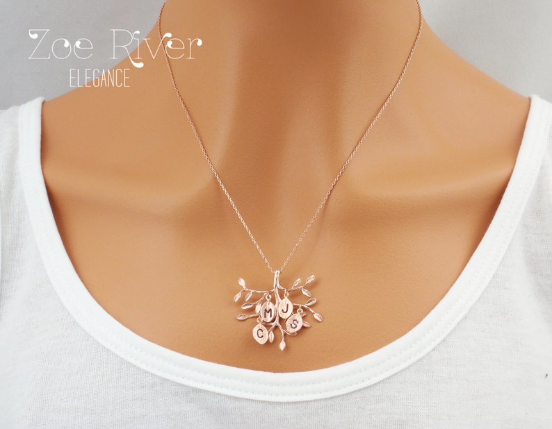 Silver Rose Gold or Gold Personalized Family Tree Necklace. Etsy