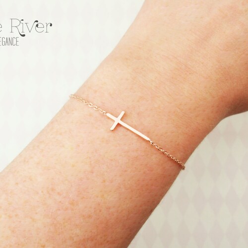 Choose Rose Gold Silver or Gold Cross Bracelet. Rose Gold Etsy
