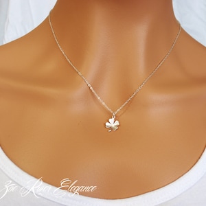 Personalized initial and clover necklace. Lucky four leaf clover necklace. Personalised monogram necklace.