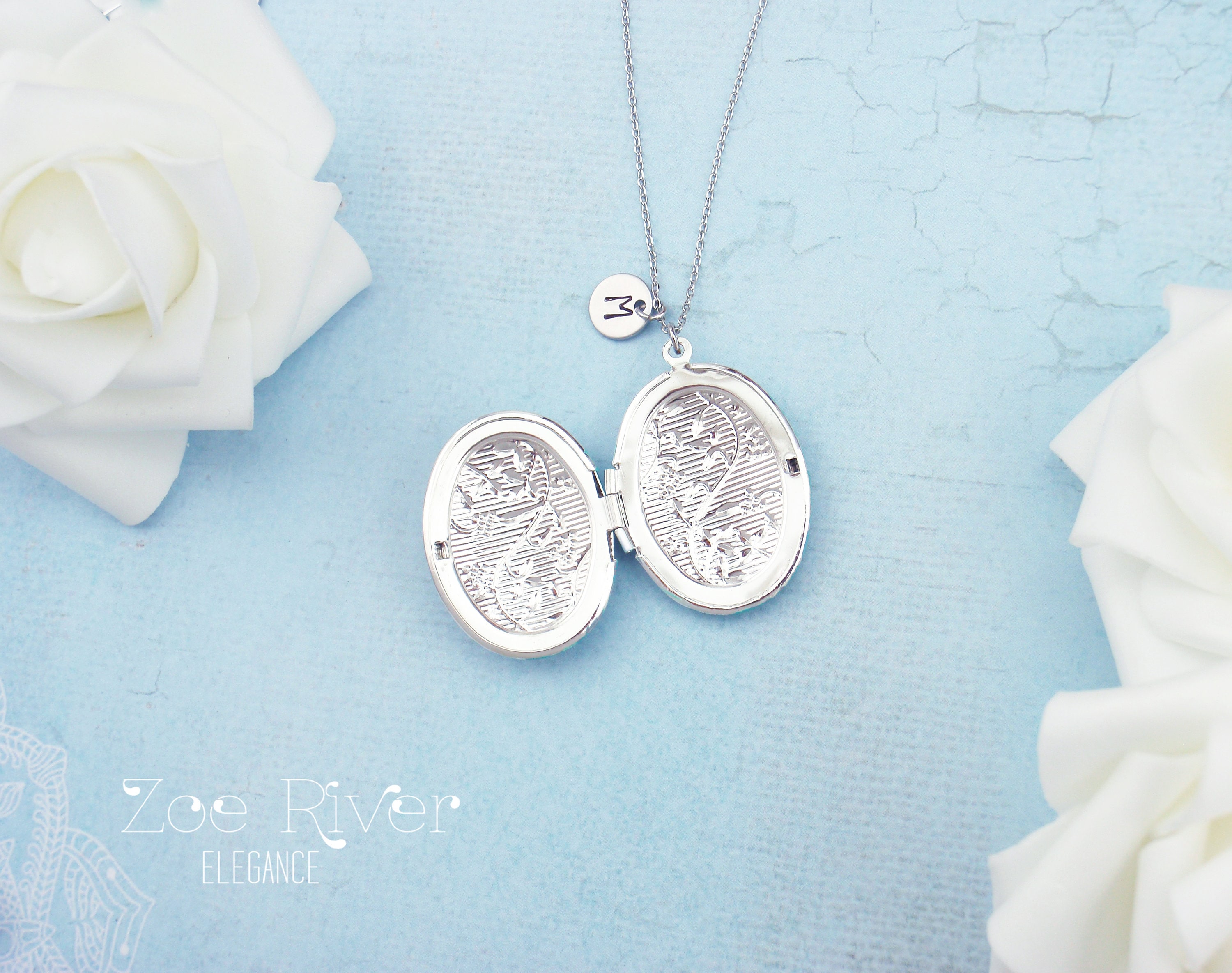 Personalized rabbit or cat locket initial necklace. Turquoise black, white gold silver locket necklace. Pet memorial remembrance, bunny