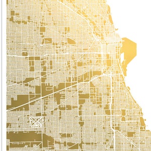 Chicago Map, Gold Foil Print, Metallic Map, Map of Chicago Print, Gift for Traveler, Graduation Gift, Christmas Gift for Holidays