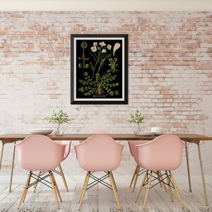 Tableau éducatif vintage, cadeau pour jardinier, illustration botanique, art mural floral, fleurs aux couleurs vives sur impression fleur de coucou noir image 3