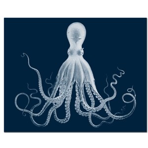Navy Blue Octopus Art Print, Nautical Nursery Wall Decor