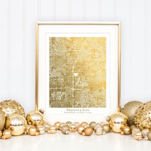 Personalized Map, Bespoke Gift for Couple, Gold Foil Print, Custom City Map, Gold Foil Map, Map Wall Art, Newlywed Gift, Anniversary Memento