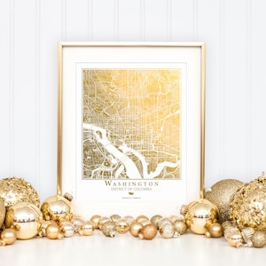 Map of Washington D.C., Gold Foil Print, Gold Foil Map™, Washington DC, Washington Map Print, Gift for Traveler, Map Wall Art, Foil Map