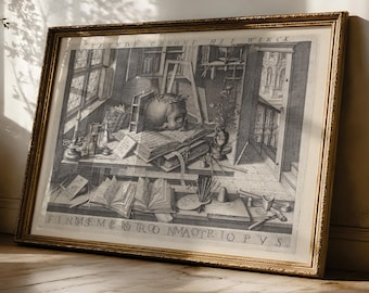 Memento Mori Art Print,  Vanitas Engraving, Skull & Laurel, Dark Academia Wall Art, Finis Coronat Opus