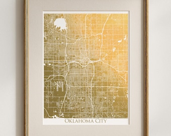 Oklahoma City Map Art Print, Gold Foil Map, City Art, Office Wall Art, Oklahoma City, Oklahoma Home Decor, Retirement Gift, Travel Memento