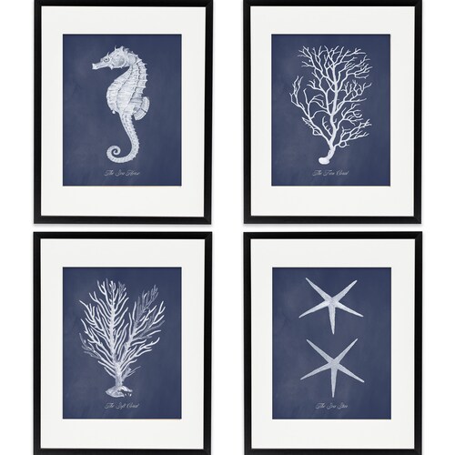 Blue Coastal Wall Art Coastal Wall Decor Nautical Art Print Etsy