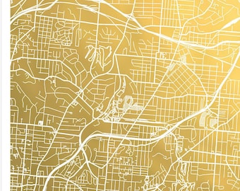Cincinnati Map Art, Cincinnati Print, Metallic Map, Foil Map Gold Foil Print, Gold Foil Map of Cincinnati, Housewarming Gift, Moving Gift