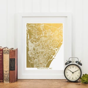 Wilmington Map, Gold Foil Print, Wilmington North Carolina Print, Foil Print, Gold Foil Map, Traveler Gift, Christmas Gift