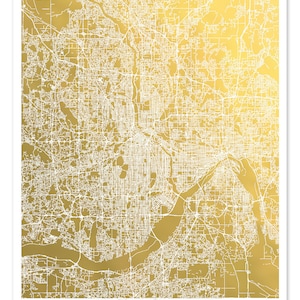 Twin Cities Gold Foil Map, Twin Cities Print, Gold Foil Print, Twin Cities Minnesota Map Wall Art, Twin Cities Map Art, Gold Decor