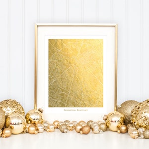 Gold Foil Lexington, Kentucky Map, Gold Foil Map, Gold Foil Wall Art, Dorm Decor, Gold Wall Decor, Lexington MaPark, Gold Foil Pressed Art