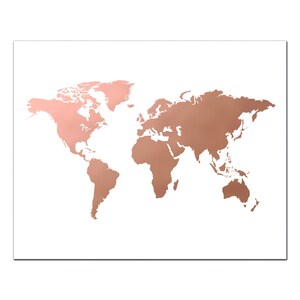 Carte du monde en or rose, carte en feuille d'or, cadeau pour maman, cadeau pour voyageur image 2