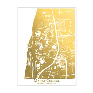 Marist College Map, Gold Foil Map of Marist College, Gift for Graduate ...