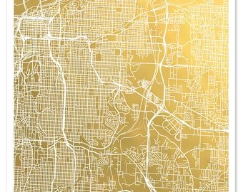 Kansas City Map, Kansas City Wall Art, Gold Foil Map, Gold Foil Print, Kansas City Print, Foil Pressed Map