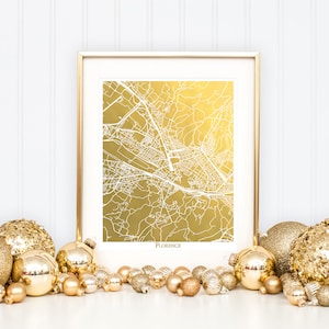 Florence Map, Map of Florence Italy, Gold Foil Print, Gold Foil Map Print, Gold Map, Florence Italy Map Art