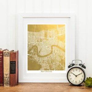 New Orleans Map, Gold Foil Print, Metallic Map, City Art, NOLA print, Map Home Decor, New Orleans Gold Foil Map, New Orleans Wall Art image 4