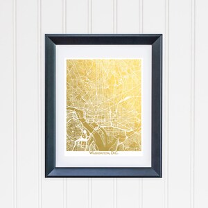 Gold Foil Washington DC Map, Foil Map, Gold Foil Print, Washington DC City Map Art, Anniversary Gift, Washington DC Print, Moving Gift image 6