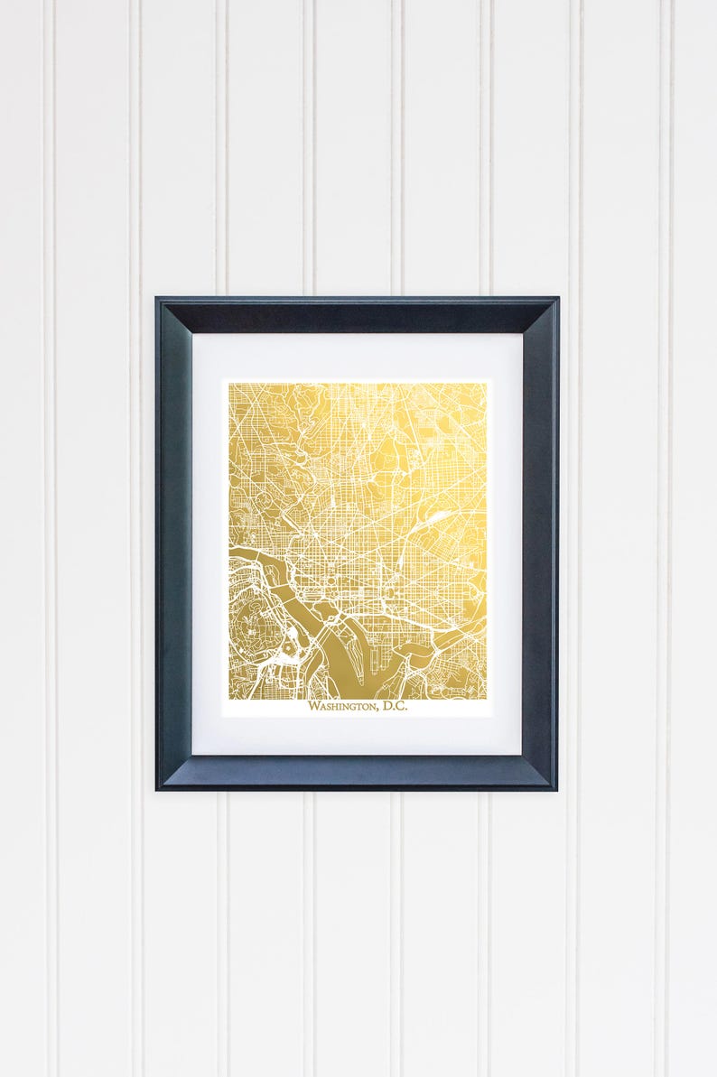 Gold Foil Washington DC Map, Foil Map, Gold Foil Print, Washington DC City Map Art, Anniversary Gift, Washington DC Print, Moving Gift image 6